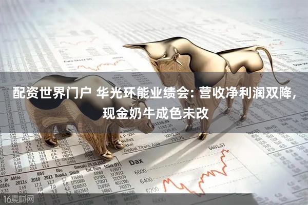 配资世界门户 华光环能业绩会: 营收净利润双降, 现金奶牛成色未改