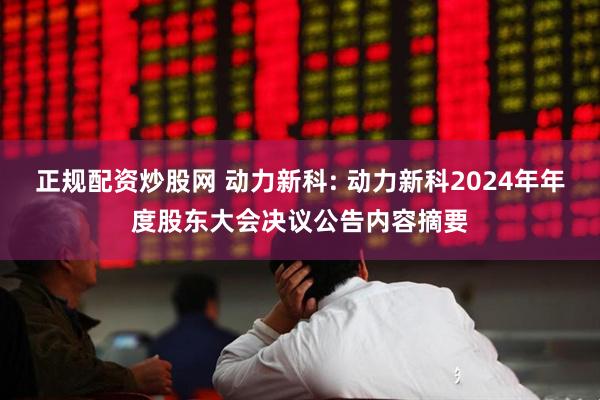 正规配资炒股网 动力新科: 动力新科2024年年度股东大会决议公告内容摘要