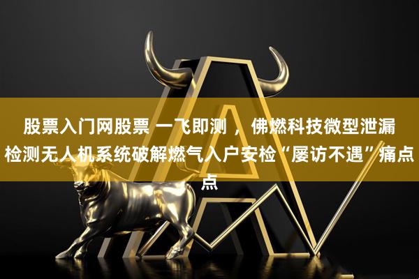 股票入门网股票 一飞即测 ，佛燃科技微型泄漏检测无人机系统破解燃气入户安检“屡访不遇”痛点
